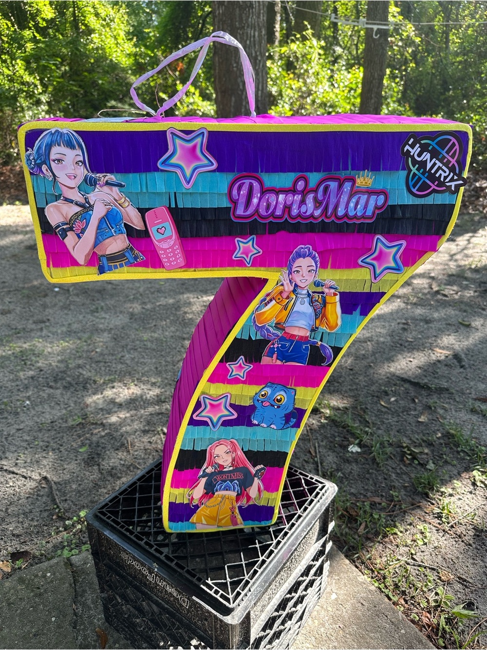 Number 7 Party Piñata in Bright Rainbow